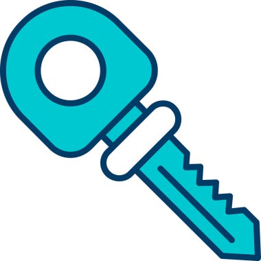 Anahtar deliği simgesi. Mavi ana hat vektör sembolünü doldurdum. İnce çizgi çizimi.