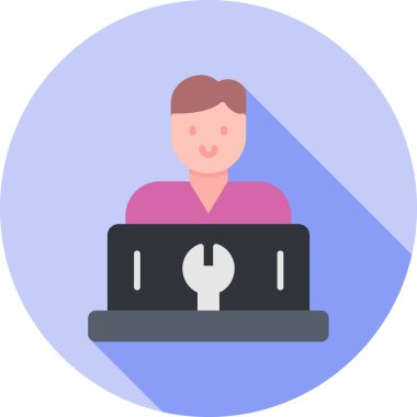 İş yönetimi dairesi simgesi, adam, işçi