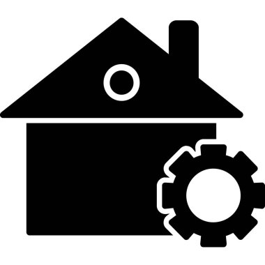 ev vektör simgesi. biçim düz sembol, siyah renk, yuvarlak açılar, beyaz arkaplan