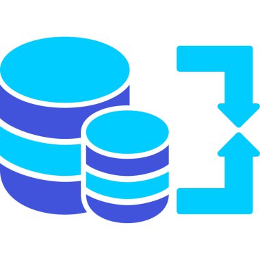 Beyaz arkaplanda mavi veritabanı sunucu simgesi izole edildi. Sunucu veritabanı kavramı veri veritabanı deposu. düz dizayn. vektör illüstrasyonu