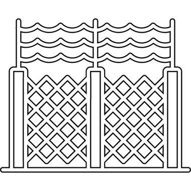 Çit simgesi. Çit vektör simgesi web için anahat çizimi