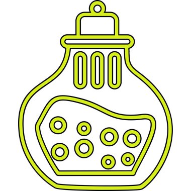 Çizgi film yeşil ve sarı ikonun vektör çizimi