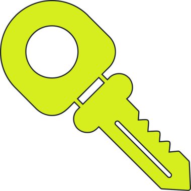 Şeffaf arkaplanda izole edilmiş ev anahtarının vektör karikatür çizimi.