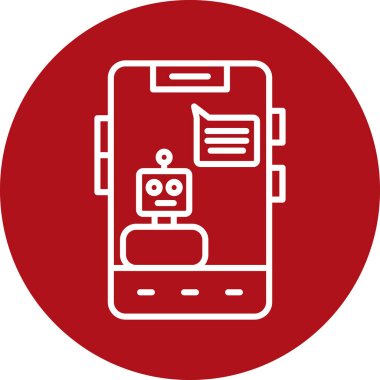 Akıllı telefonu olan bir robot. vektör illüstrasyonu