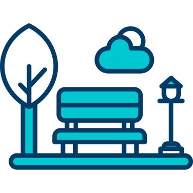 Ağaçlı bir bankın vektör illüstrasyonu