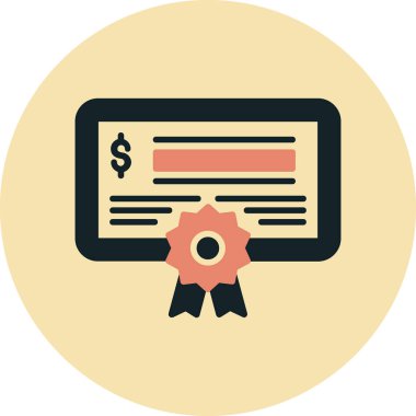 Sertifika Glyph Çember Vektör Simgesi Tasarımı