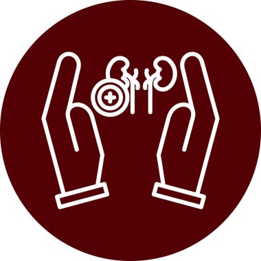 İki el yuvarlak ikonu tutuyor. vektör illüstrasyonu.