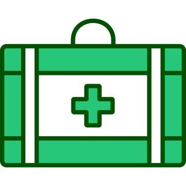 İlk yardım çantası simgesi. ilk yardım durum vektör renk düz izole