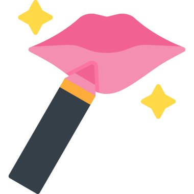 Güzellik makyajı ruj simgesi düz stil