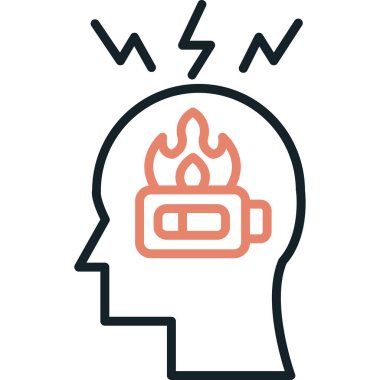 yanan beyin simgesi, vektör çizimi