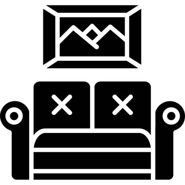 Yatak odası otel simgesi taslak biçiminde