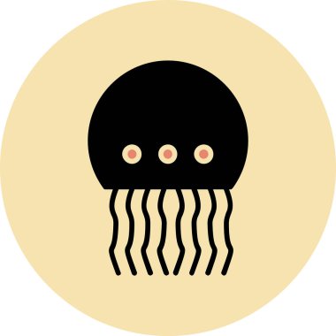 beyaz arkaplan, vektör, illüstrasyon üzerinde izole edilmiş denizanası düz simgesi