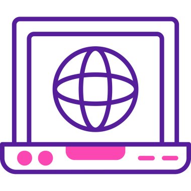 Dünya Gezegeni ikon vektör çizim tasarımı olan dizüstü bilgisayar