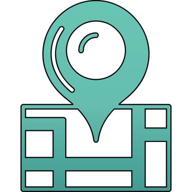 GPS konum simgesi. GPS konum vektör simgesi rengi düz izole