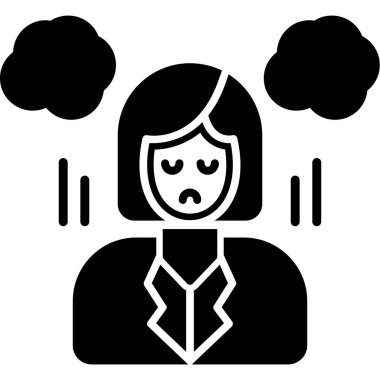 Baş ağrısı ve kötü ruh hali olan dişi avatar.