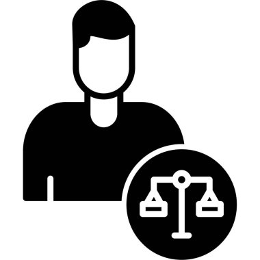 Yargıç Tokmak simgesi beyaz arka planda izole edilmiş basit bir stilde. vektör