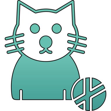 Dolu ana hatlarıyla hayvan kedi simgesi