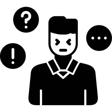 Soru işareti simgesi olan adam, basit vektör illüstrasyonu