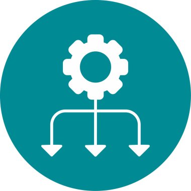 dişli vektör simgesi. Bu düz yuvarlak sembol mavi ve gri renkler kullanır ve beyaz arkaplanda izole edilir.