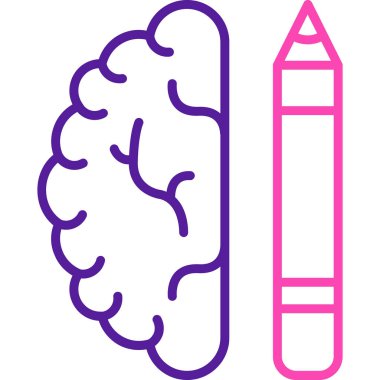 Bir kalem ve beynin vektör çizimi