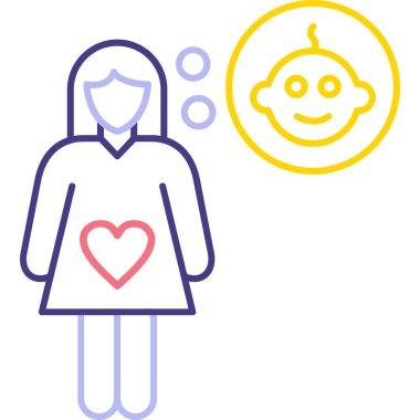 Kalp ikonu olan kadın. vektör illüstrasyonu