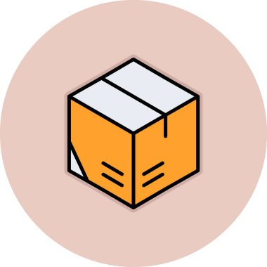 Beyaz çizgili turuncu karton kutu