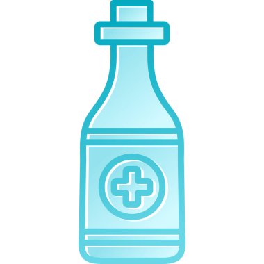 İlaç şişesi ikonu. Web için tıp vektör simgelerinin özet çizimi