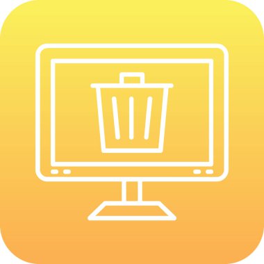 Çöp kutusu simgesi olan bilgisayar ekranı, basit biçim