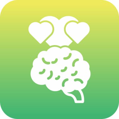 Beyni beyaz kalp ikonu yeşili