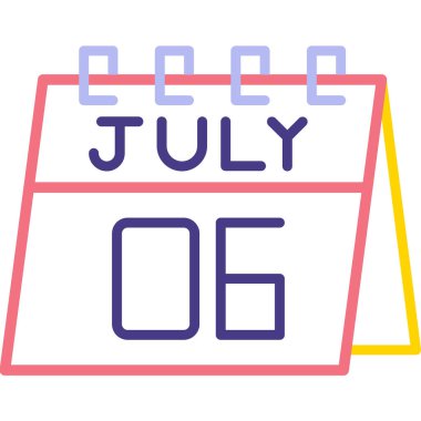 1 Temmuz takvim simgesinin vektör illüstrasyonu. Takvim simgesi. Temmuz ve mor renk.