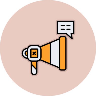 Beyaz arka planda izole edilmiş modayı takip eden megafon simgesi. hoparlör