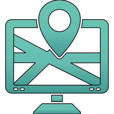 Harita konumu simgesi. Beyaz arkaplanda izole edilmiş web tasarımı için ana harita konum vektörü simgesi