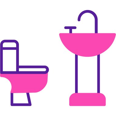 çizgi banyo simgesi beyaz arkaplanda izole edildi. Tuvalet ikonu. vektör