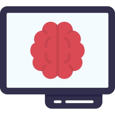 Dizüstü bilgisayarı olan beyin, vektör illüstrasyonu