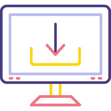 Web simgesi, bilgisayar ekranının vektör illüstrasyonu