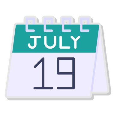 19 Temmuz takvim simgesi tasarım vektörü illüstrasyonu