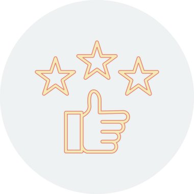 beş yıldız derecelendirme renk simgesi, çizgi vektör illüstrasyonu