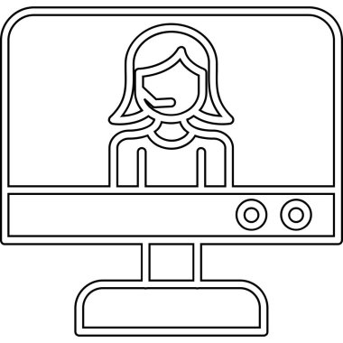 İşyeri vektör çiziminde bilgisayarı olan genç bir kadın.