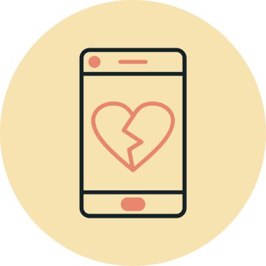 Akıllı telefon simgesi ile kırık kalp