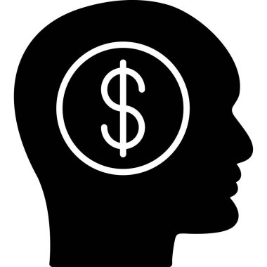 kafa para simgesi, vektör illüstrasyonu, düz tasarım biçimi beyaz üzerine izole edilmiş, dolar simgesi