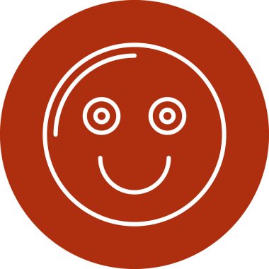 Gülümseyen yüz vektör simgesi. biçim düz simge sembolü, kırmızı renk, yuvarlak açılar.