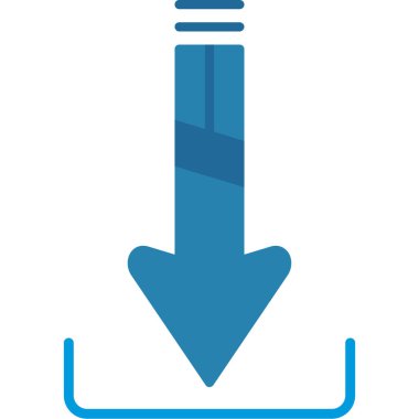 ok aşağı vektör simgesi. düz mavi stil.