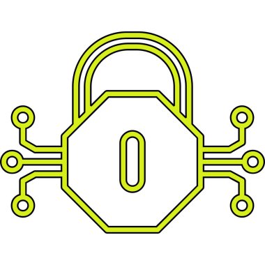 asma kilit ve zincir vektör çizimi tasarımı