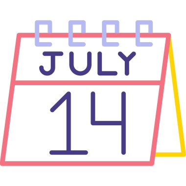 24 Temmuz düz renk takvim simgesi. Randevu ve internet zamanı. Beyaz arka planda izole edilmiş. Moda ayı. takvimde...