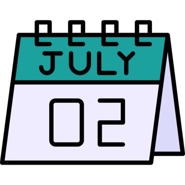 Temmuz takvim simgesi, vektör illüstrasyonu