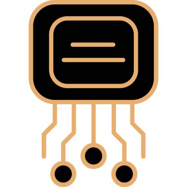 Mikroişlemci simgesi. Web için basit mikroçip vektör simgeleri çizimi