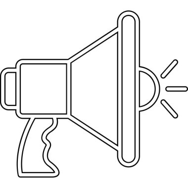 Megafon simgesi. Beyaz arkaplanda izole edilmiş web tasarımı için özet Megafon vektör simgesi