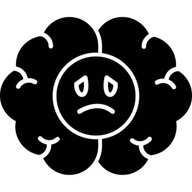 Koronavirüsü olan üzgün emoji, covid virüsü - 19 koronavirüs ikon vektörü, çizgi biçimi simgesi