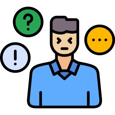 işadamı soru işareti renk ana hatları vektörü