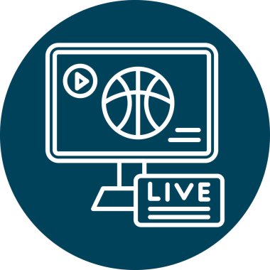 canlı yayın yassı simgesi, vektör illüstrasyonu